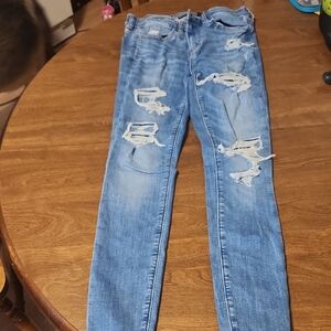 American Eagle Outfitters Light Blue Distressed Skinny Jeans